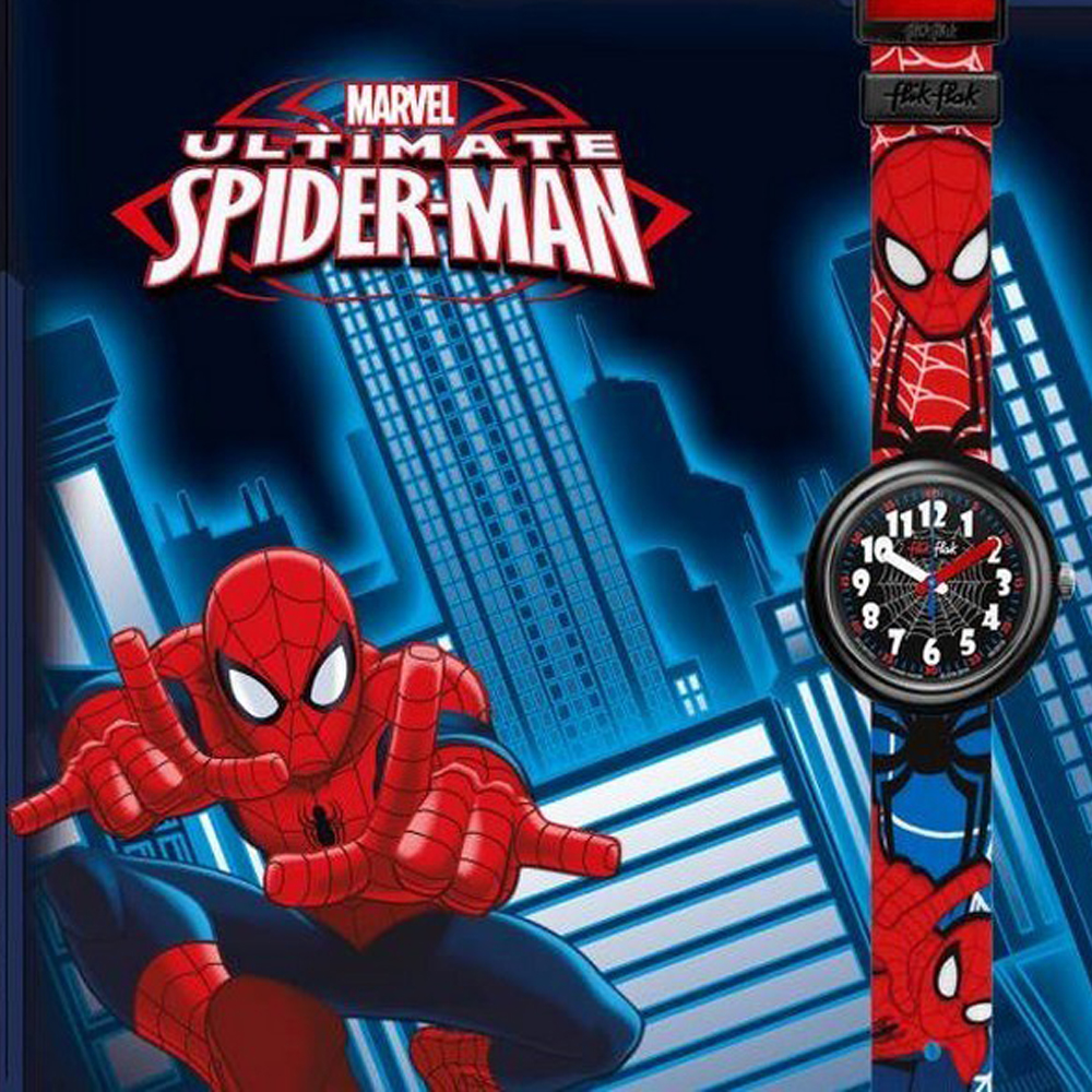 Flik Flak - maronogioielli - Flik Flak Swatch orologio bambino uomo ragno  SPIDERMAN FLNP021