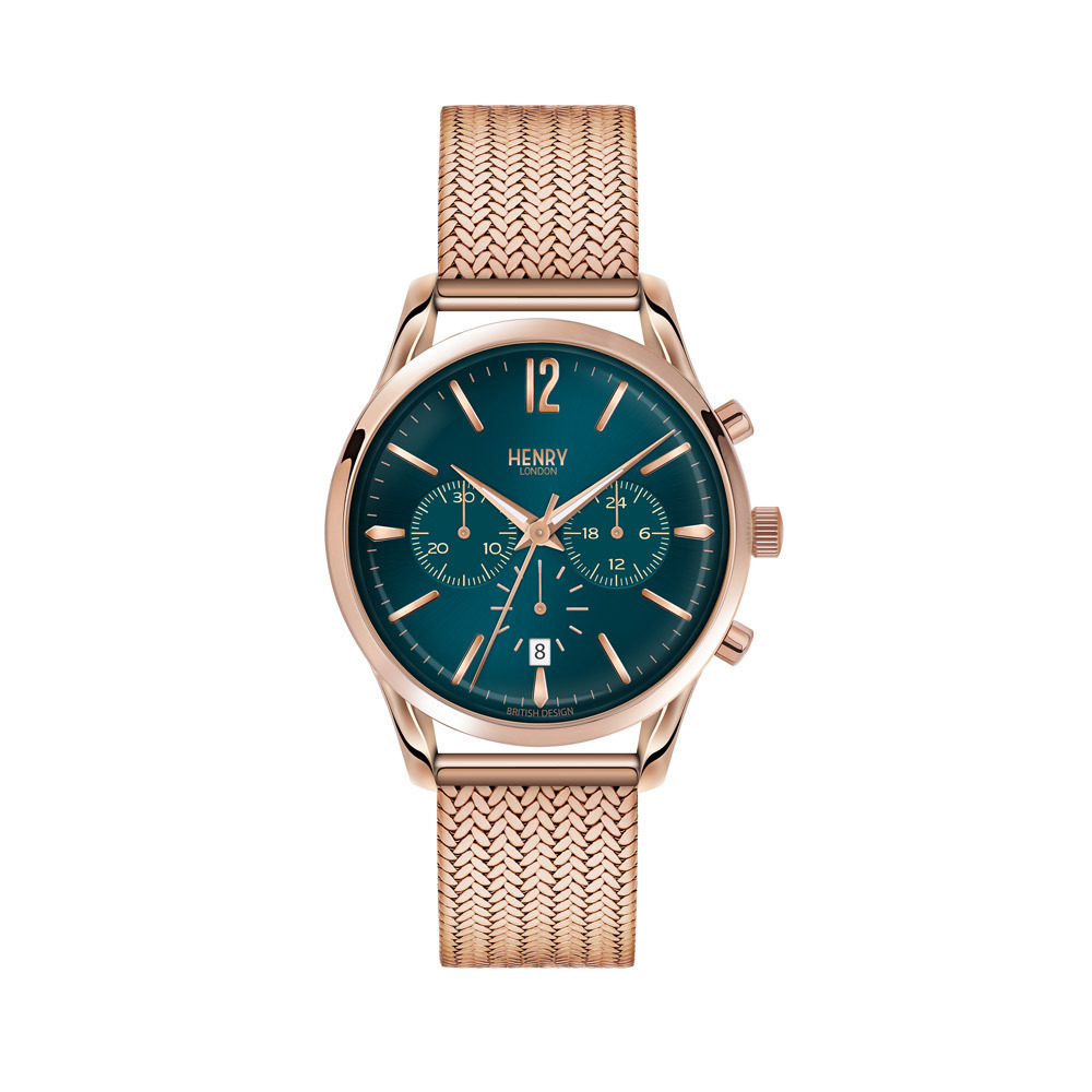 Henry London orologio uomo Stratford crono data verde 39mm  HL39-CM-0142