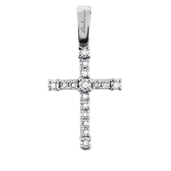 Salvini Collana croce pendente ciondolo diamanti 0.12ct oro bianco 20060215
