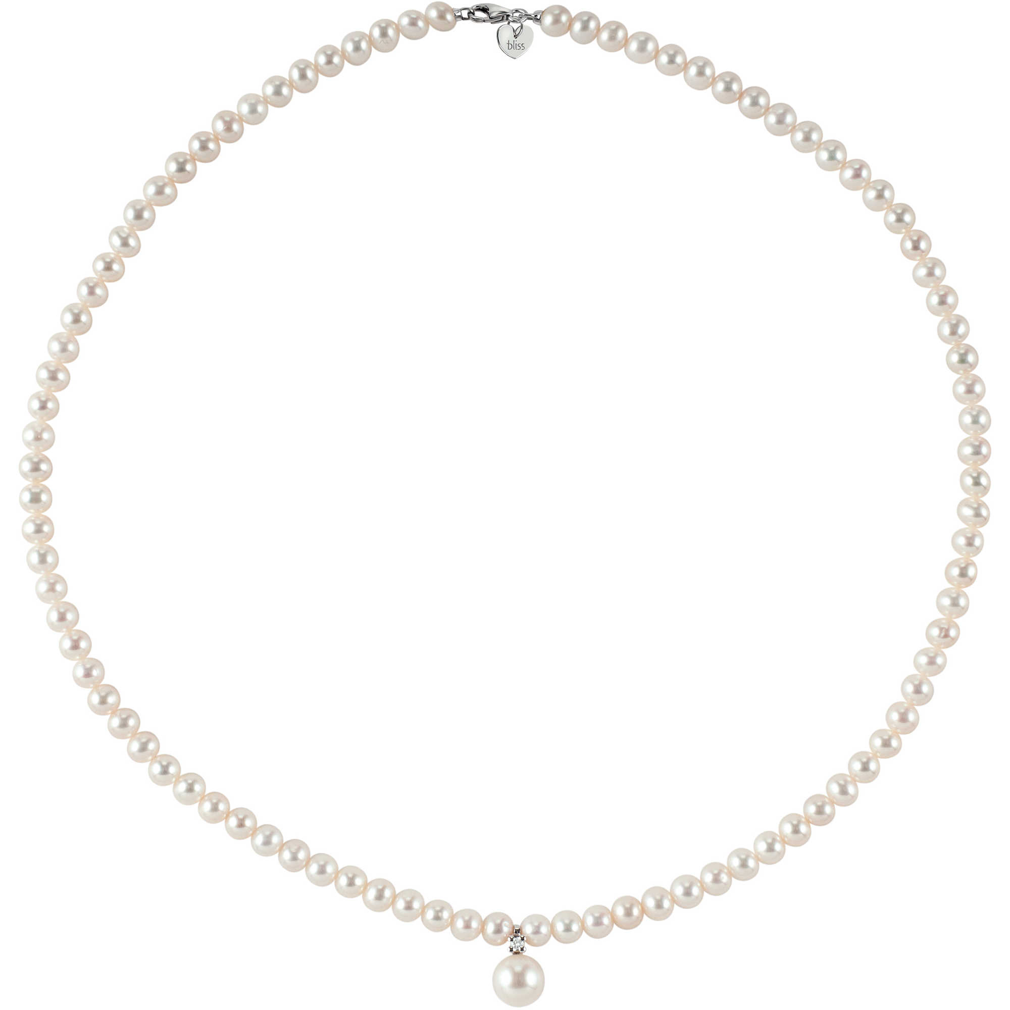 Bliss donna collana collier perle diamanti 0,01ct oro 18kt 42cm 20068737