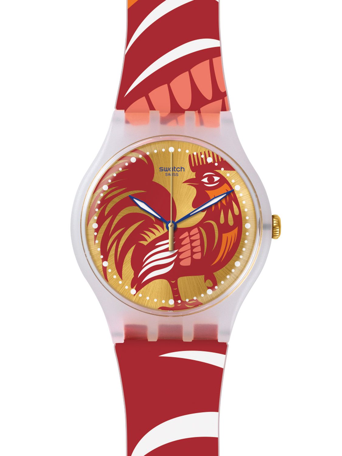 Swatch unisex 41mm chinesisches neujahr jahr des hahnes ROCKING ROOSTER SUOZ226