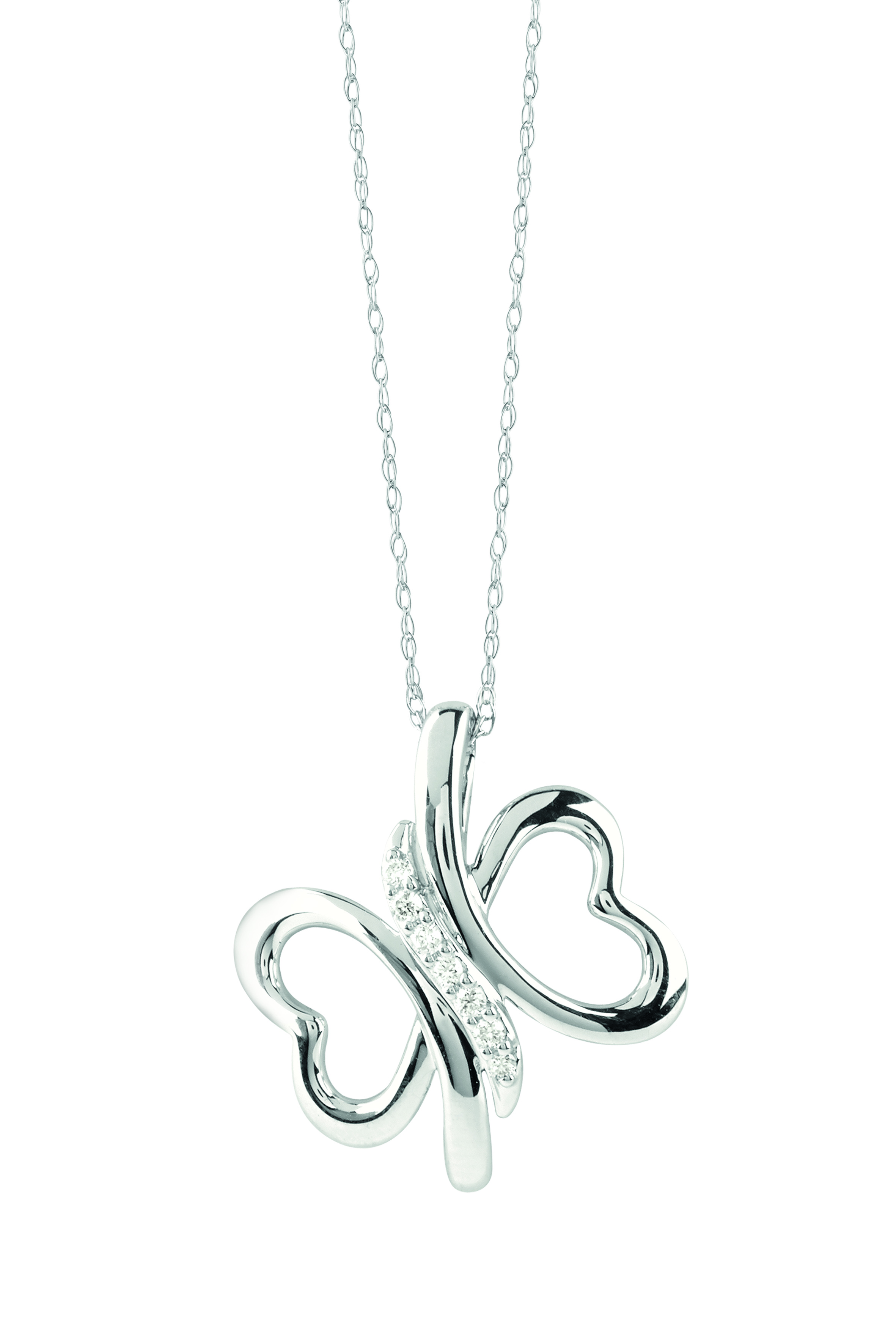 Bliss collana sospiri oro bianco 18kt con diamanti doppio cuore 20073795