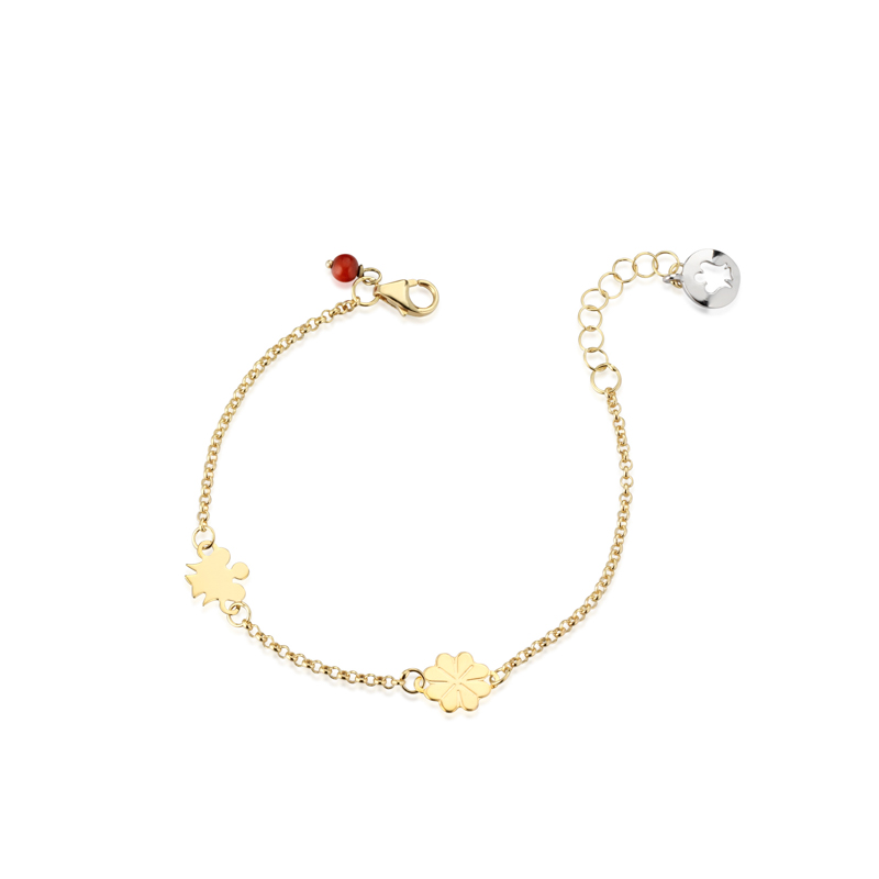Roberto giannotti bracciale oro 375 angelo quadrifoglio NKT247