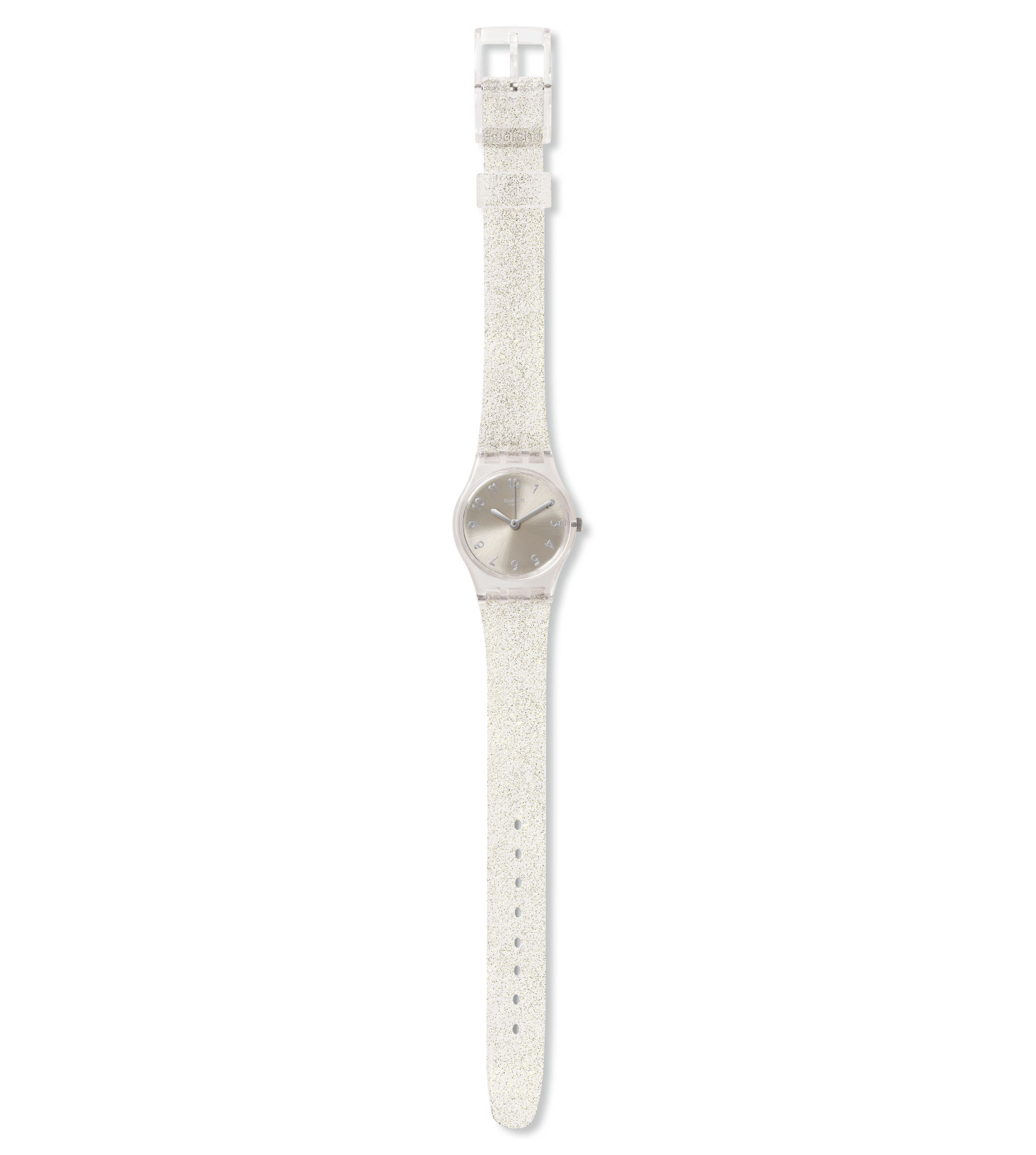 Swatch orologio lady silicone 25mm SILVER GLISTAR TOO LK343E