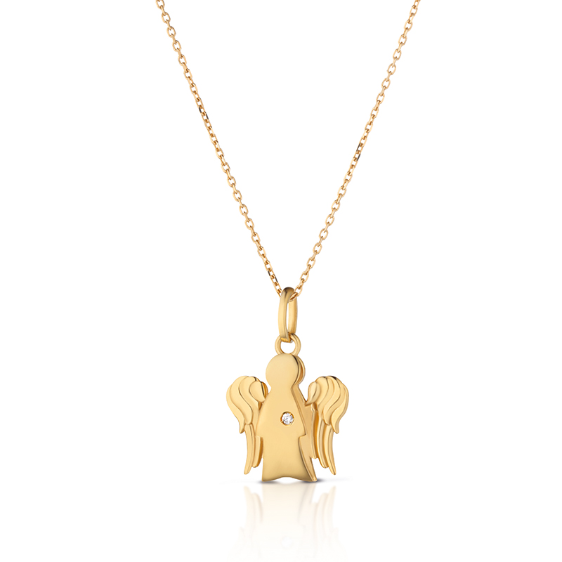 Roberto Giannotti NECKLACE WITH PENDANT ANGEL \"MINI\" YELLOW GOLD DIAMOND NKT263 zoomable