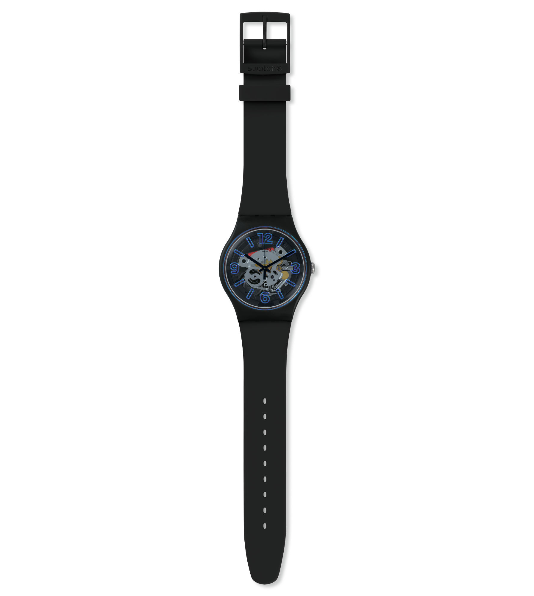 SWATCH OROLOGIO UOMO CINTURINO BICOLORE NERO E CELESTE SUOB165