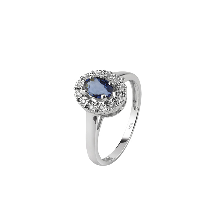 Bliss anello oro bianco con diamanti e zaffiro ct 0,95 Ref. 20074150