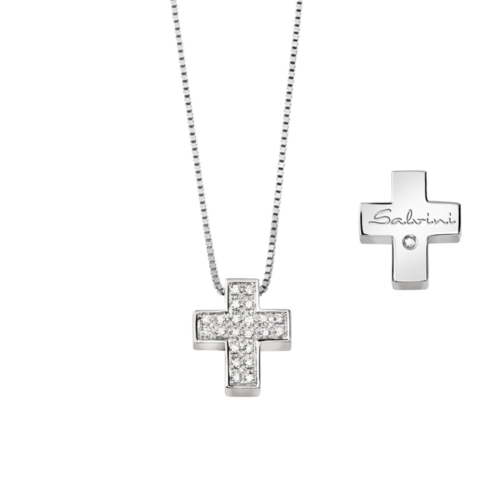 SALVINI Halskette aus weißgold mit kreuz mit diamanten 0,13 ct 20067605