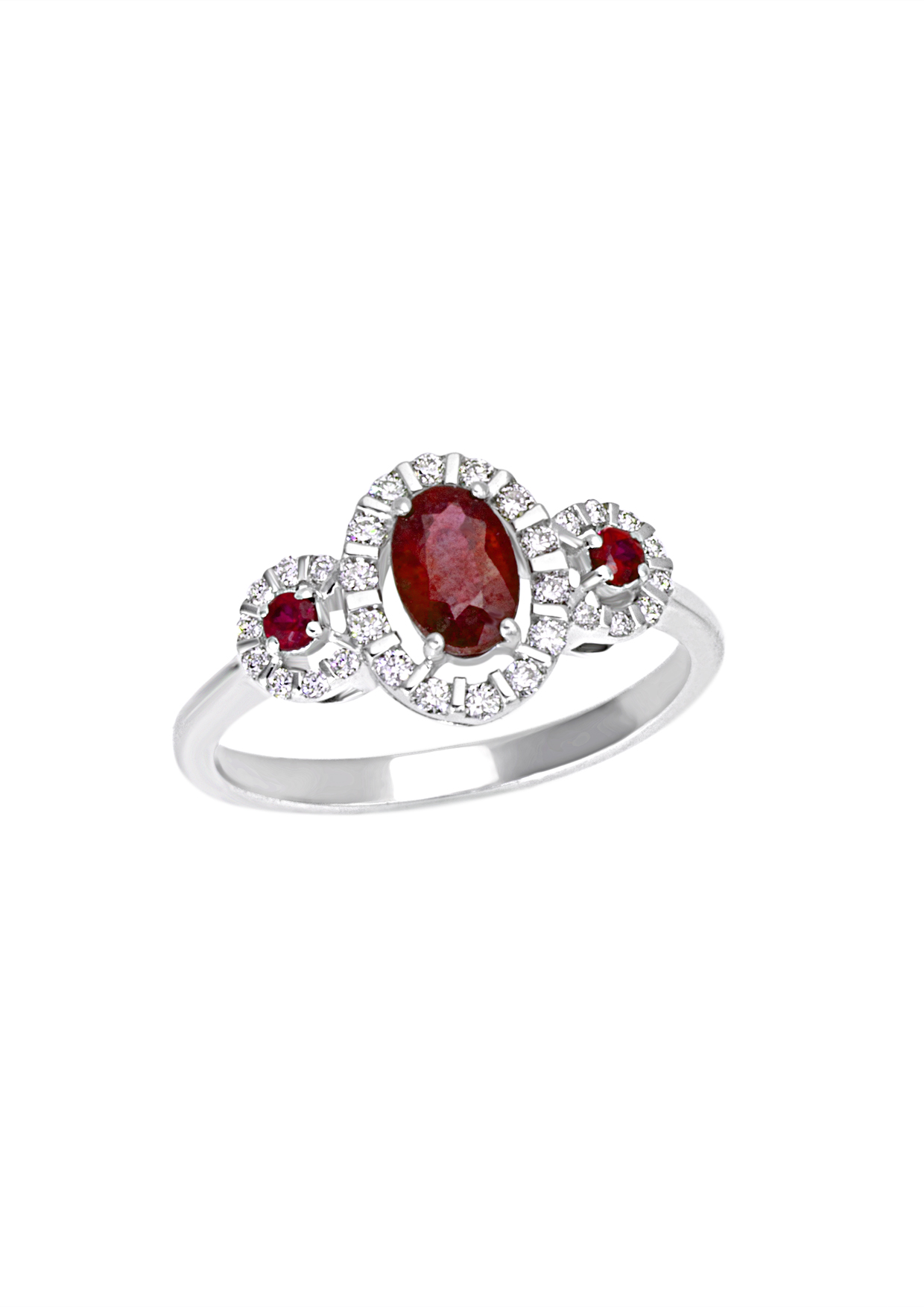 Bliss Anello Elenoire oro bianco con diamanti e rubini 20069528