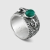GUCCI Anello Garden in argento anticato misura 25 resina verde YBC461991001025