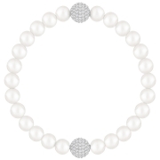 Swarovski bracelet remix white crystal pearl, rhodium plating 5365736