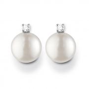 Bonheur des dames boucles d'oreilles en or blanc 18 carats avec perle de diamant de Paradis or 18 carats 20067332