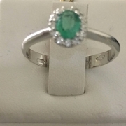 Bliss Anello oro bianco con diamanti e smeraldo verde 20079829