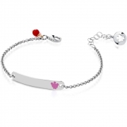 GIANNOTTI BRACELET WITH NAME PLATE WHITE GOLD ANGEL WITH PINK ENAMEL NKT272B
