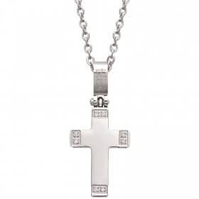 Bliss necklace mesh man Totem cubic zirconia stainless steel cross 20072857